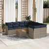 vidaXL Patio Sofa Set with Cushions 9 Piece, Outdoor Conversation Set, Patio Furniture Set for Balcony Garden, Modern Style, Gray Poly Rattan - 2 of 4