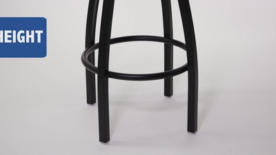 Essential Swivel Black Vinyl & Metal Barstool with Ladder Back