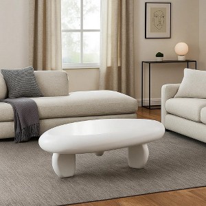 Royal Hampton Coffee Table, 30 Inch Asymmetric Pebble Design, High Gloss White - 1 of 4