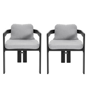 Christopher Knight Home Jonas Outdoor Modern Aluminum Dining Chairs with Cushion (Set of 2) - 1 of 4