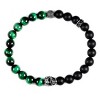 Crucible Men's Skull with Green Tiger Eye and Matte Onyx Stone Beads Stretch Bracelet (8mm) - 2 of 4