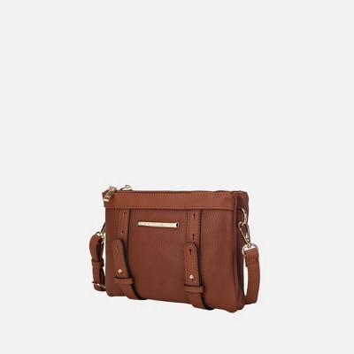 MKF Collection Elsie Multi Compartment Crossbody Bag by Mia K - Cognac