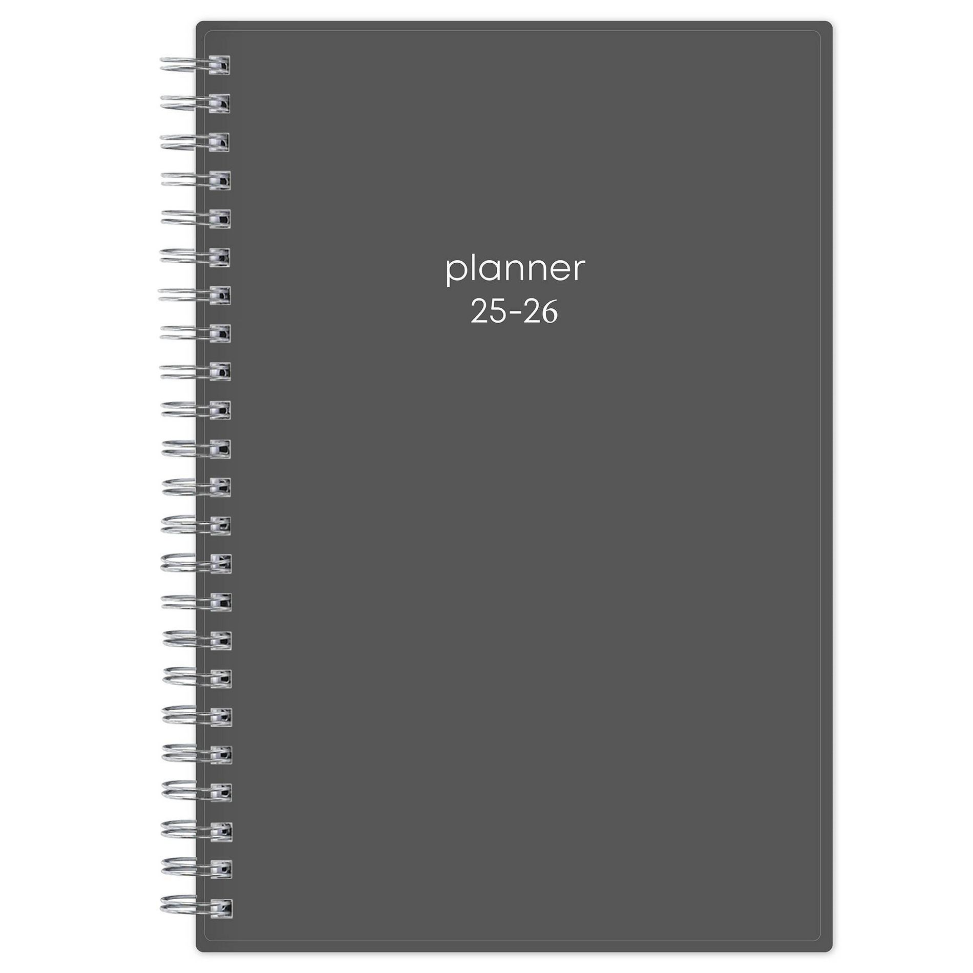 Blue Sky 5"x8" 2025-2026 Weekly/Monthly Wirebound 15-Month Planner Solid Gray