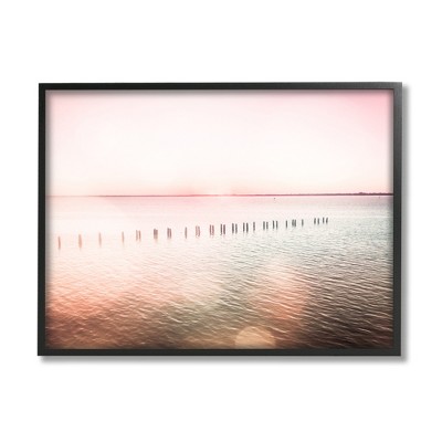 Stupell Pink Ocean Posts Sunny Horizon Framed Giclee