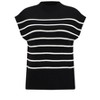 INSPIRE CHIC Women's Cap Sleeve Mock Neck Sleeveless Striped Print Casual Ribbed Knit Pullover Tops - 2 of 4