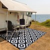 Outdoor Rug Waterproof Plastic Straw Rug Reversible Rug for Patios Decks Porch Camper Balcony Backyard, 5'x8' Black White - 3 of 4