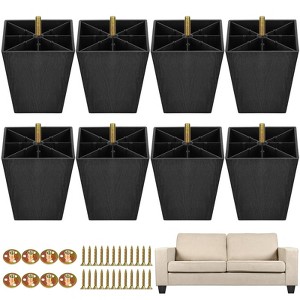 Aoibox Square Tapered Plastic Furniture Legs Black 4 Inch with T-Nuts Screws Set for Sofas Chairs Cabinets 16 Pack - 1 of 4