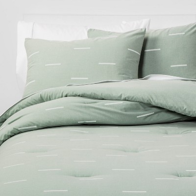 King Dash Comforter Pillow Sham Set Green White Nate Berkus