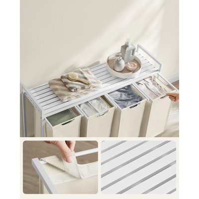 White Metal Frame Laundry Sorter with Removable Bags
