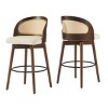 Modern Rattan Swivel Bar Stools Set of 2, Counter Height Bar Stools with Wood Legs for Kitchen Island or Home Bar – The Pop Home - 3 of 4