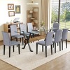 9-Piece Dining Set with Tempered Glass Table and 8 PU Armless Chairs - 4 of 4