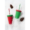 Silipint: Silicone 16 oz Straw Tumbler:4 Pk - Peppermint, Poinsettia, Classic Red & Green - 2 of 4