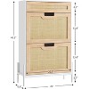 Freestanding Rattan Shoe Cabinet with Flip Drawers & Drawer, Farmhouse Shoe Rack Organizer for Entryway - 2 of 4
