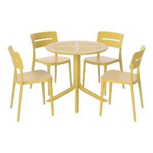 WestinTrends Playa Modern 5-Piece Resin Round Patio Dining Table Set with Stackable Patio Dining Chairs - 1 of 4
