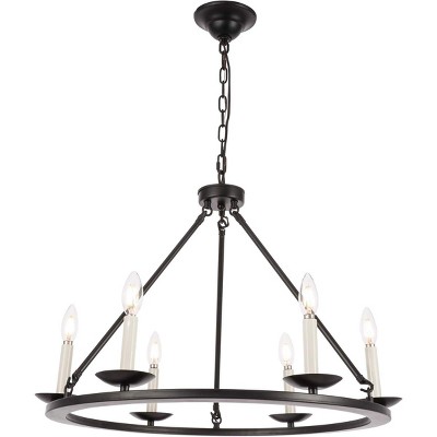 Elegant Maine 6-Light Black Metal Circular Chandelier