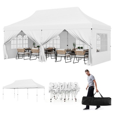 Tangkula 10 x 20 FT Canopy w/ 6 Detachable Sidewalls Carrying Bag UPF50+ Sun Protection