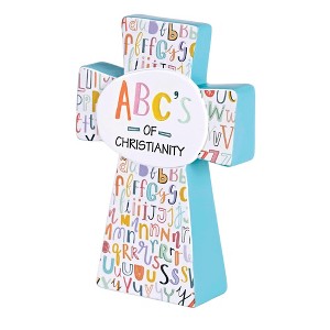 Dicksons TTCR-358 ABC's Of Christianity White And Sky Blue 6 x 4 Resin Wedge Shaped Cross Decorative Tabletop Plaque Home Décor - 1 of 3