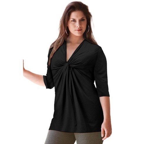 Ellos Women's Plus Size French Terry Zip Pocket Tunic