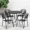 Flash Furniture Oia Commercial Grade 30" Round Indoor-Outdoor Steel Folding Patio Table Set with 4 Round Back Chairs - 2 of 4