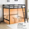 VINGLI Full Wood Loft Bed with USB Charging Station/LED, Solid Wood Bed with Flat Rungs, 15 inches High Guardrail, No Box Spring Needed, Black - 2 of 4