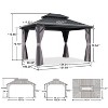 PURPLE LEAF Permanent Hardtop Gazebo Aluminum Frame Gazebo with Galvanized Steel Double Roof, UV-Resistant, Netting & Curtains included - Grey - 2 of 4