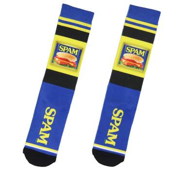 Spam Merchandise Fun Foodie Sublimated Men's Crew Socks 1 Pair Blue