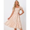 Allegra K Women's Floral Organza Square Neck Puff Short Sleeve Midi Dresses - 4 of 4