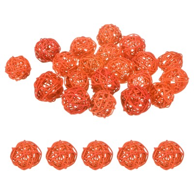 Unique Bargains Wicker Rattan Decorative DIY Crafts Balls 1.6 Inch 20 Pcs