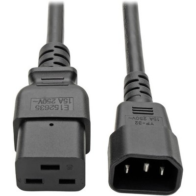 Tripp Lite 2ft Power Cord Extension Cable C19 to C14 Heavy Duty 15A 14AWG 2' - (IEC-320-C19 to IEC-320-C14) 2-ft.