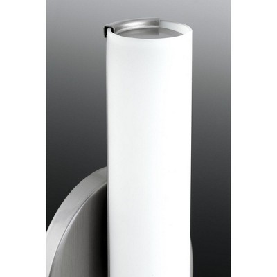 Brushed Nickel Cylinder LED Wall Sconce with Opal Glass