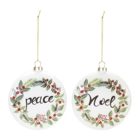 Melrose Peace and Noel Wreath Disc Ornament (Set of 12) - image 1 of 4