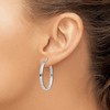 Black Bow Jewelry 3mm x 29mm White Rhodium Plated 14k Yellow Gold Round Hoop Earrings - 3 of 4