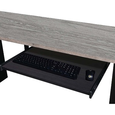 Espresso Wood Corner Desk with Keyboard Tray and Drawer