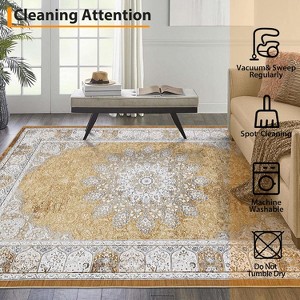 Acekool 5x7 Washable Area Rug, Vintage Distressed Non-Slip Low Pile Carpet, Foldable, Stain Resistant for Living Room, Bedroom, Black - 1 of 4