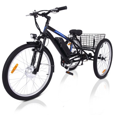 Mountain Style Fat Tire Electric Tricycle with 3 Wheels- 7 Speeds, 24" & 26" Fat Tires, Powerful 350W Motor, 350lbs Loading Capacity