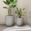 LuxenHome 2-Piece Tapered Round Plastic Planters Set, Mediterranean Gray - 4 of 4