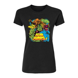 Women's - Star Wars - Neon Alien Creatures Fitted Graphic T-Shirt - 1 of 2