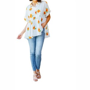 Women's Blissed Out Button Up Babydoll Tunic - Jodifl - 1 of 4