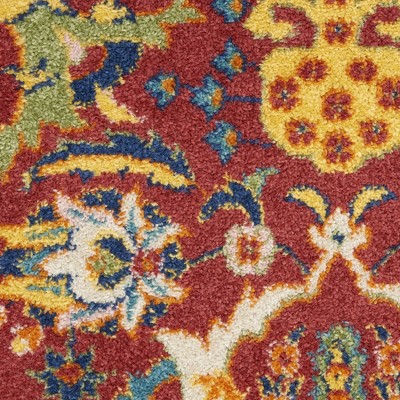 Bohemian Bliss Red Multicolor Floral Synthetic 5'3" x 7'3" Area Rug