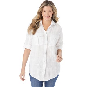 Woman Within Women's Plus Size Cotton Gauze Bigshirt - 1 of 4