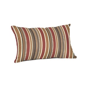 Casual Cushion Stripe Sunbrella Fabric 1-Piece Indoor/Outdoor Lumbar Pillow, 19"W x 12"L - 1 of 4