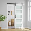 SMARTSTANDARD 80 in. & 84 in. White Glass Barn Door with Sliding Door Hardware Kit & Handle - Predrilled Ready to Assemble, 5-Lite Frosted Glass - 2 of 4