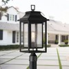 John Timberland Cecile 23 1/4" High Mission Outdoor Post Mount Light Fixture Pole Porch House Box Lantern Weatherproof Black Clear Seeded Glass Shade - 2 of 4