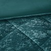 Sapphtopaz 4-Piece Full/Queen Velvet Duvet Cover Set, Diamond Quilted Queen Quilt Bedding Set with 2 Shams & Pillow -Teal - 3 of 4
