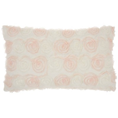 Oversized Chiffon Roses Faux Fur Throw Pillow Ivory - Mina Victory