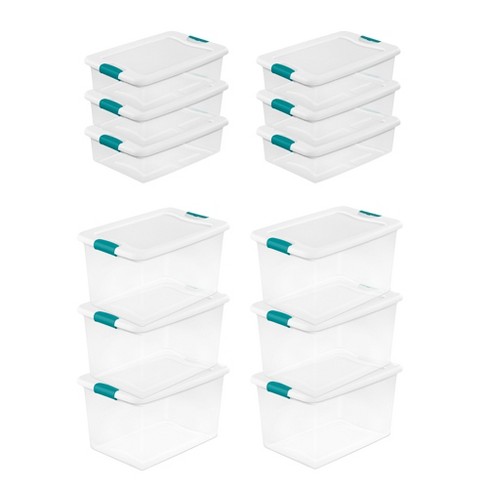 Sterilite 6 Qt Latch Storage Box,12 Pack, and 64 Qt Latch Storage