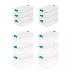 Sterilite Multi Pack 64 Quart & 32 Quart Plastic Stacking Storage Container Box with Latching Lid for Home, Office, or Garage Organization, 12 Pack