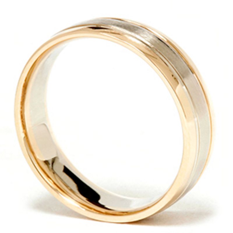 Pompeii3 6MM Mens 14k Gold Two Tone Brushed Wedding Ring Band New, 3 of 5