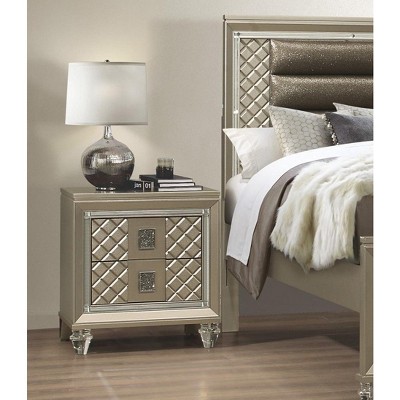 NicBex 2/4 Beveled Mirror Trim Drawer Dresser for Bedroom,Modern Chest of Drawers with Acrylic Feet for Living Room,Entryway,Champagne