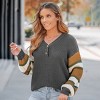 Women's V-Neck Buttoned Striped Long Sleeve Sweater - Cupshe - 3 of 4